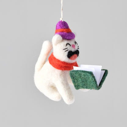 Cat Felted Hanging Decorations by Wrap Stationery - Dickens
