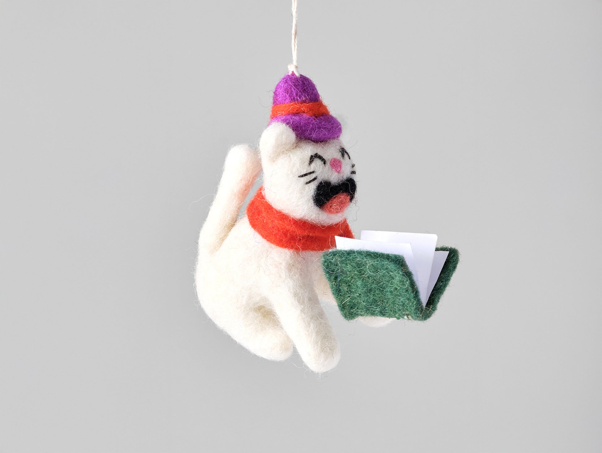 Cat Felted Hanging Decorations by Wrap Stationery - Dickens