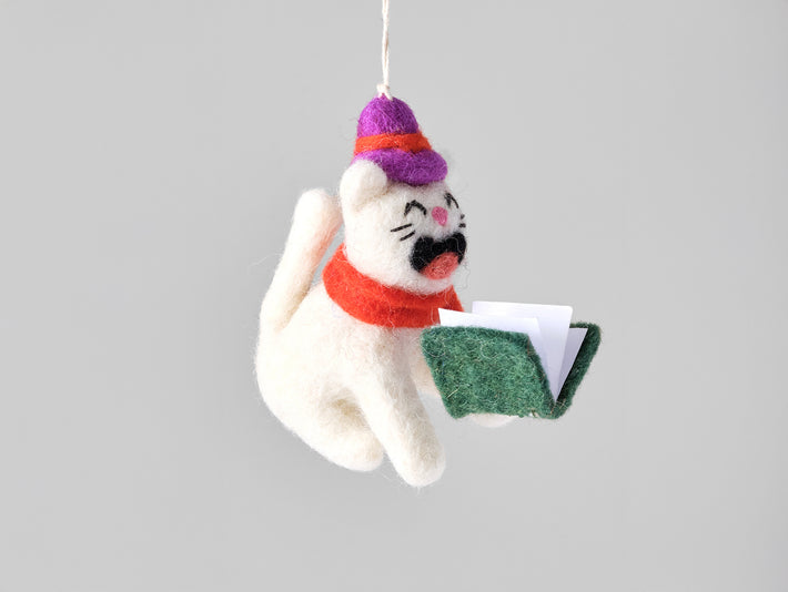 Cat Felted Hanging Decorations by Wrap Stationery - Dickens