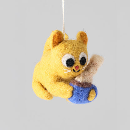 Chino, Cat and Mug Felt Hanging Decoration