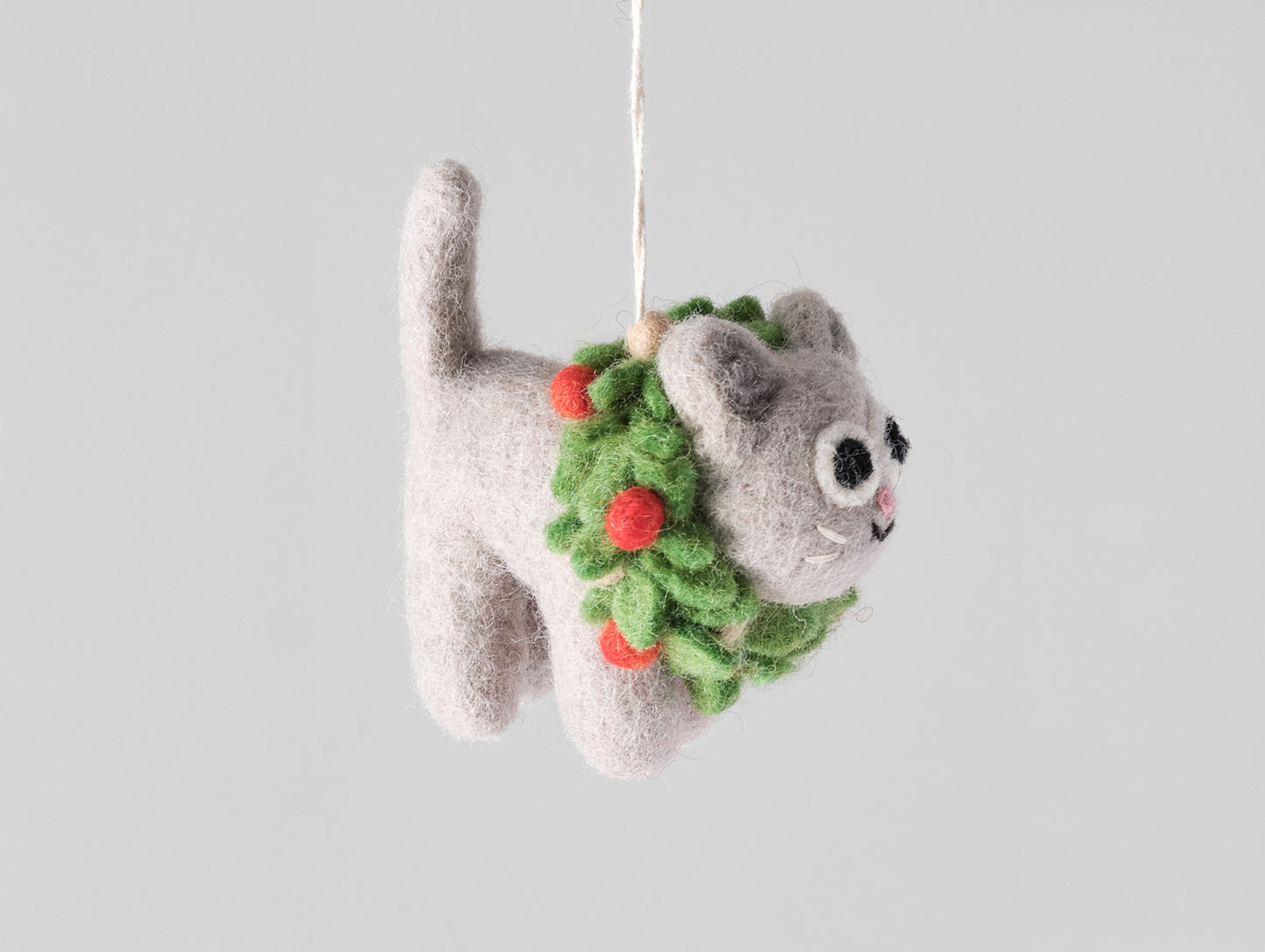 Ernest, Cat in Wreath Felt Hanging Decoration