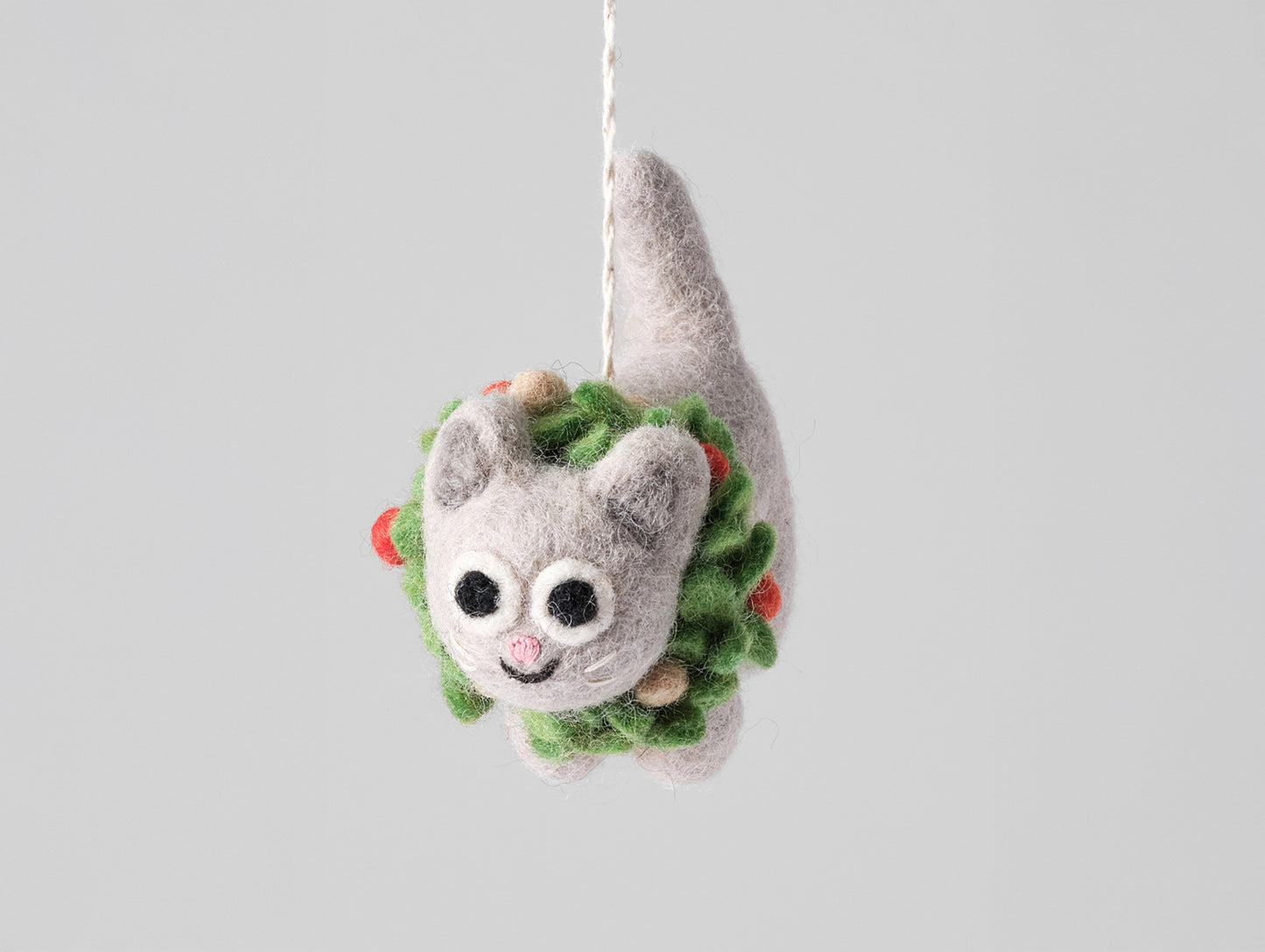 Ernest, Cat in Wreath Felt Hanging Decoration