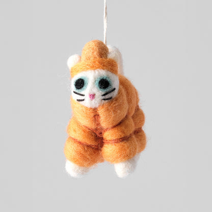 Lee, Cat in Orange Puffa Felt Hanging Decorations