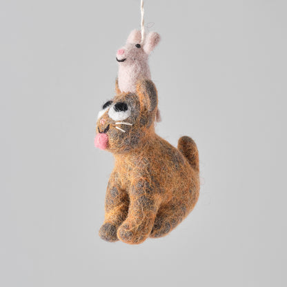 Cat Felted Hanging Decorations by Wrap Stationery - Clint