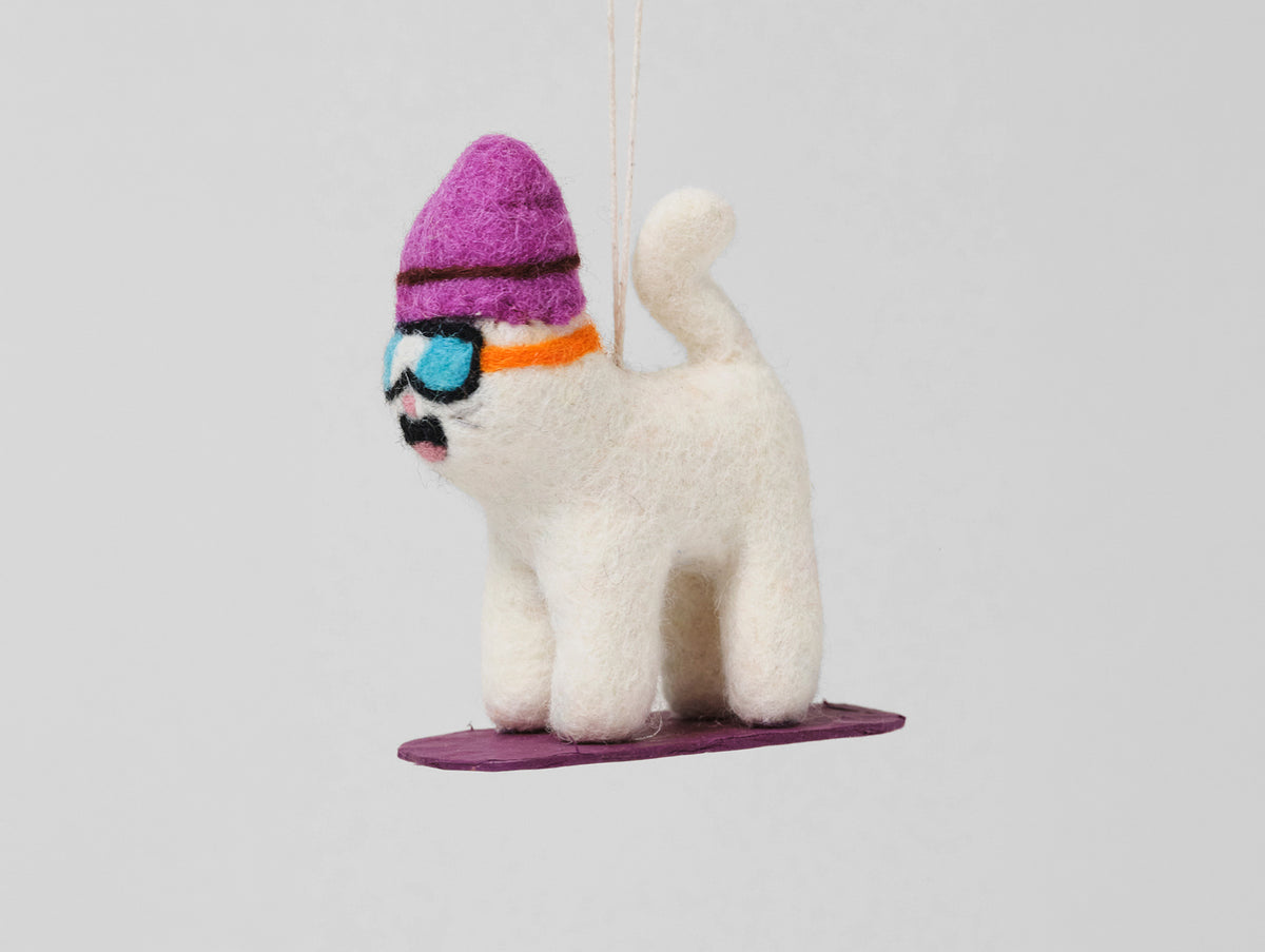 Shaun Cat on Snowboard Felt Hanging Decorations