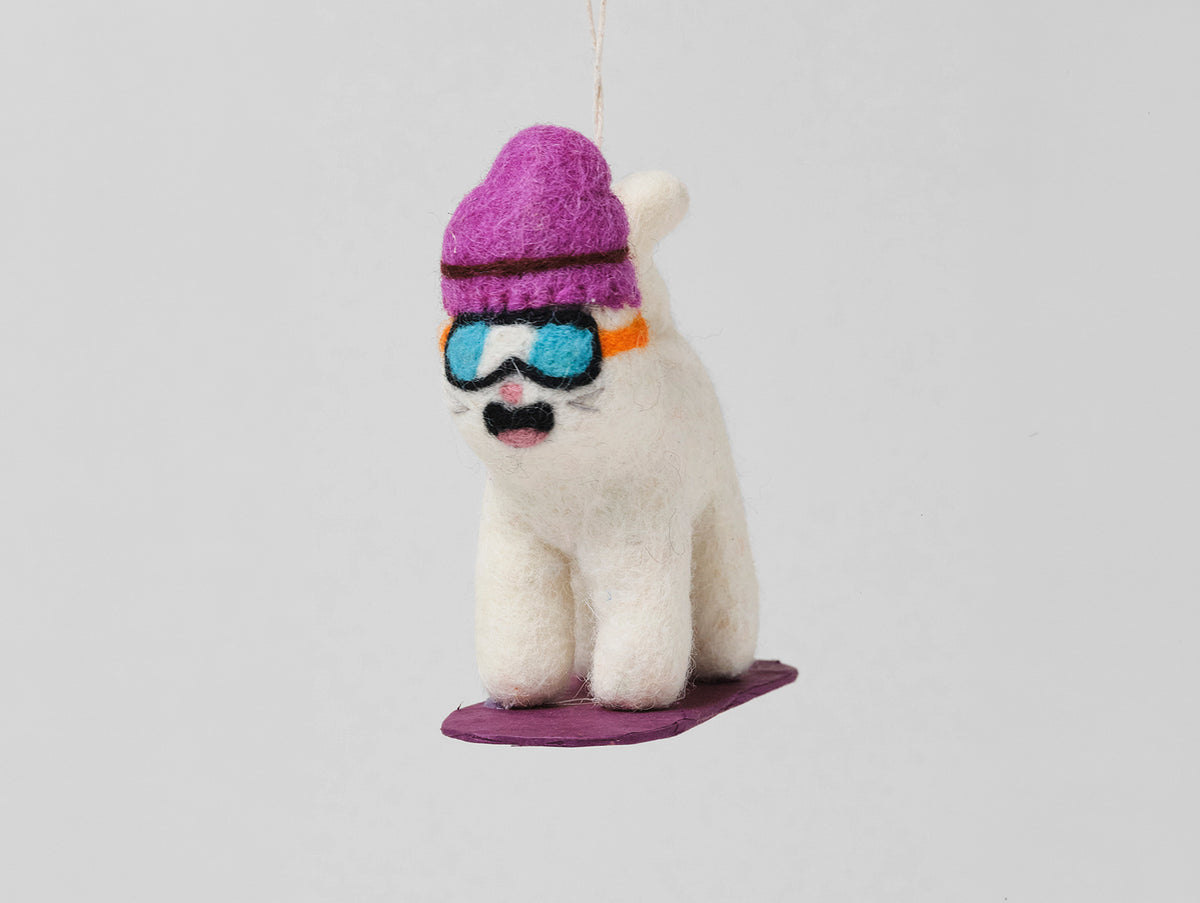 Shaun Cat on Snowboard Felt Hanging Decorations