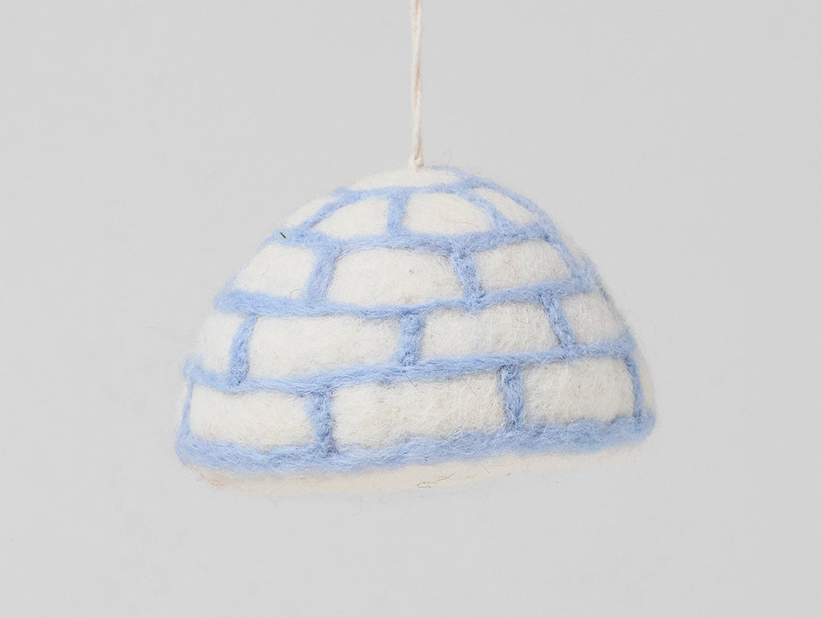 Frosty, Cat in Igloo Felt Hanging Decorations