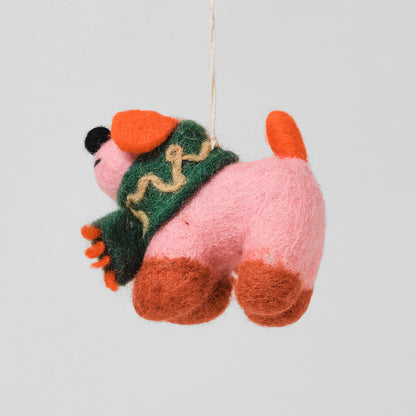 Flip, Dog With Scarf Felt Hanging Decoration
