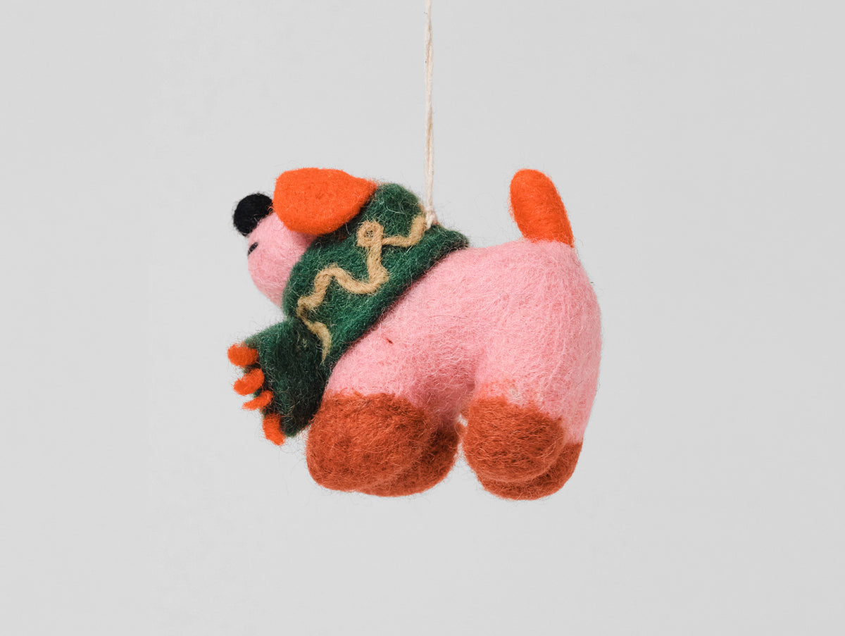 Flip, Dog With Scarf Felt Hanging Decoration
