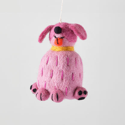 Dog Felted Hanging Decorations by Wrap Stationery - Tina, The Pink Dog