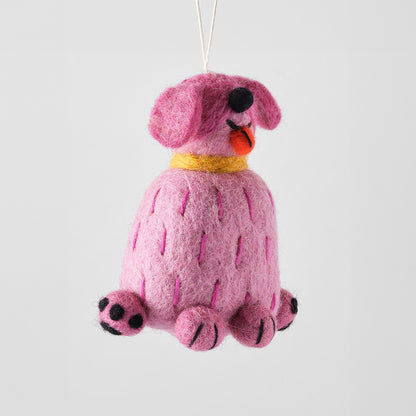 Dog Felted Hanging Decorations by Wrap Stationery - Tina, The Pink Dog