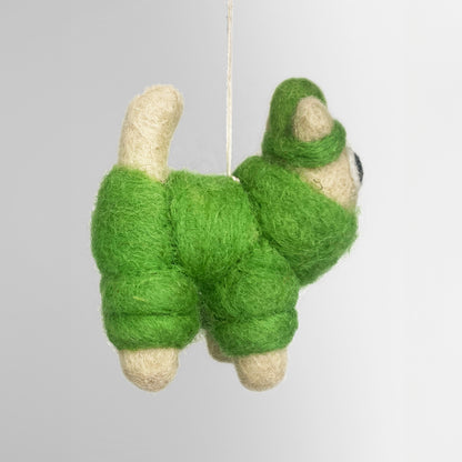 Cat Felted Hanging Decorations by Wrap Stationery - Lee, Cat in Puffa