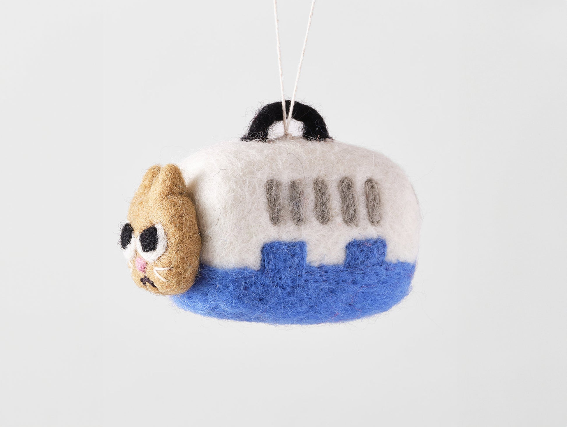 Cat Felted Hanging Decorations by Wrap Stationery - Coco, Cat In Carrier