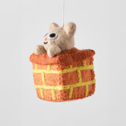 Cat Felted Hanging Decorations by Wrap Stationery - Simbi, Cat in Chimney