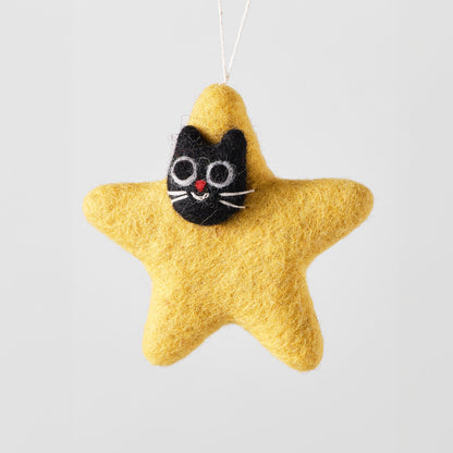 Cat Felted Hanging Decorations by Wrap Stationery - Stella, Cat Star