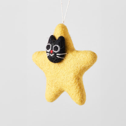 Cat Felted Hanging Decorations by Wrap Stationery - Stella, Cat Star