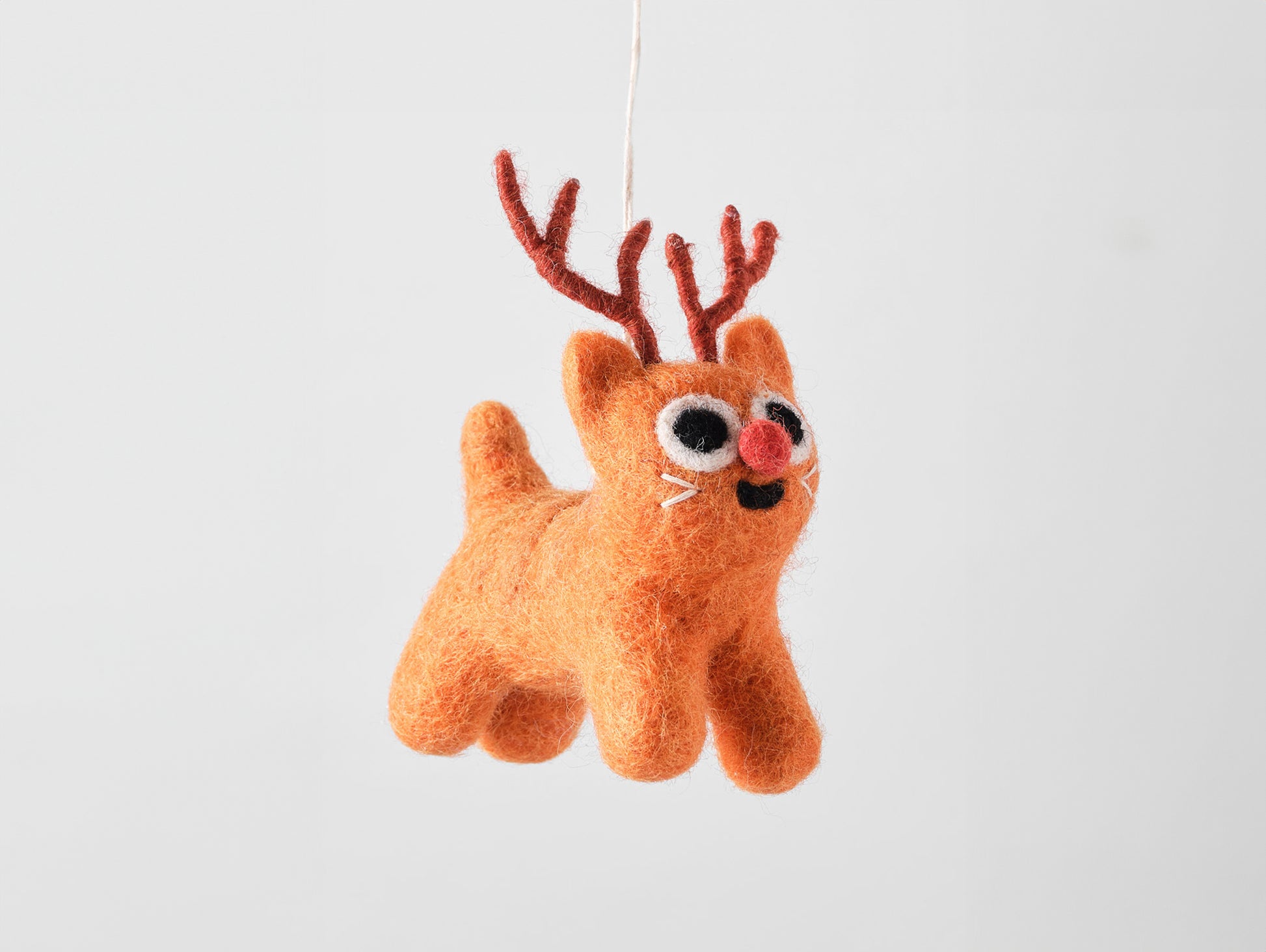 Cat Felted Hanging Decorations by Wrap Stationery - Rudy, Reindeer Cat