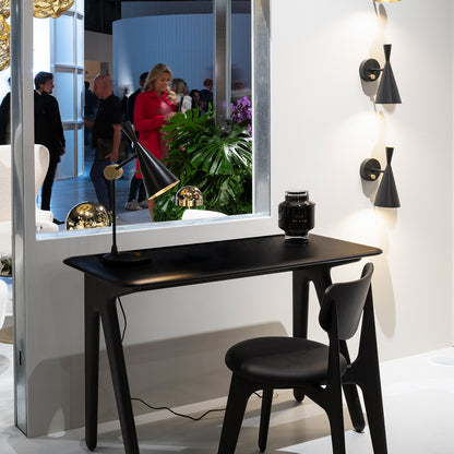 Slab Dining Chair Upholstered by Tom Dixon - Black Lacquered Oak / Black Leather