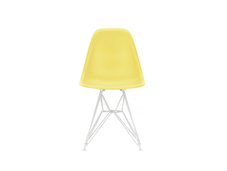Eames DSR Plastic Side Chair (New Height) in Citron RE with White Base by Vitra