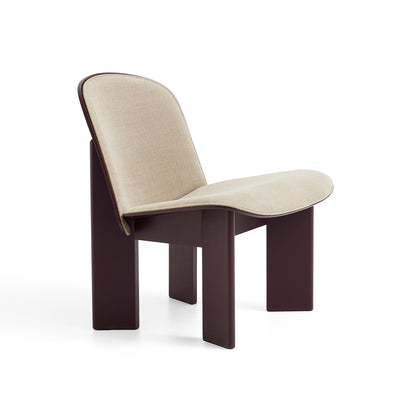 Chisel Lounge Chair (Front Upholstery) by HAY - Dark Bordeaux Lacquered Beech / Linara Doeskin 216