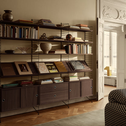 String System Cabinet with Sliding Doors by String - Dark Brown