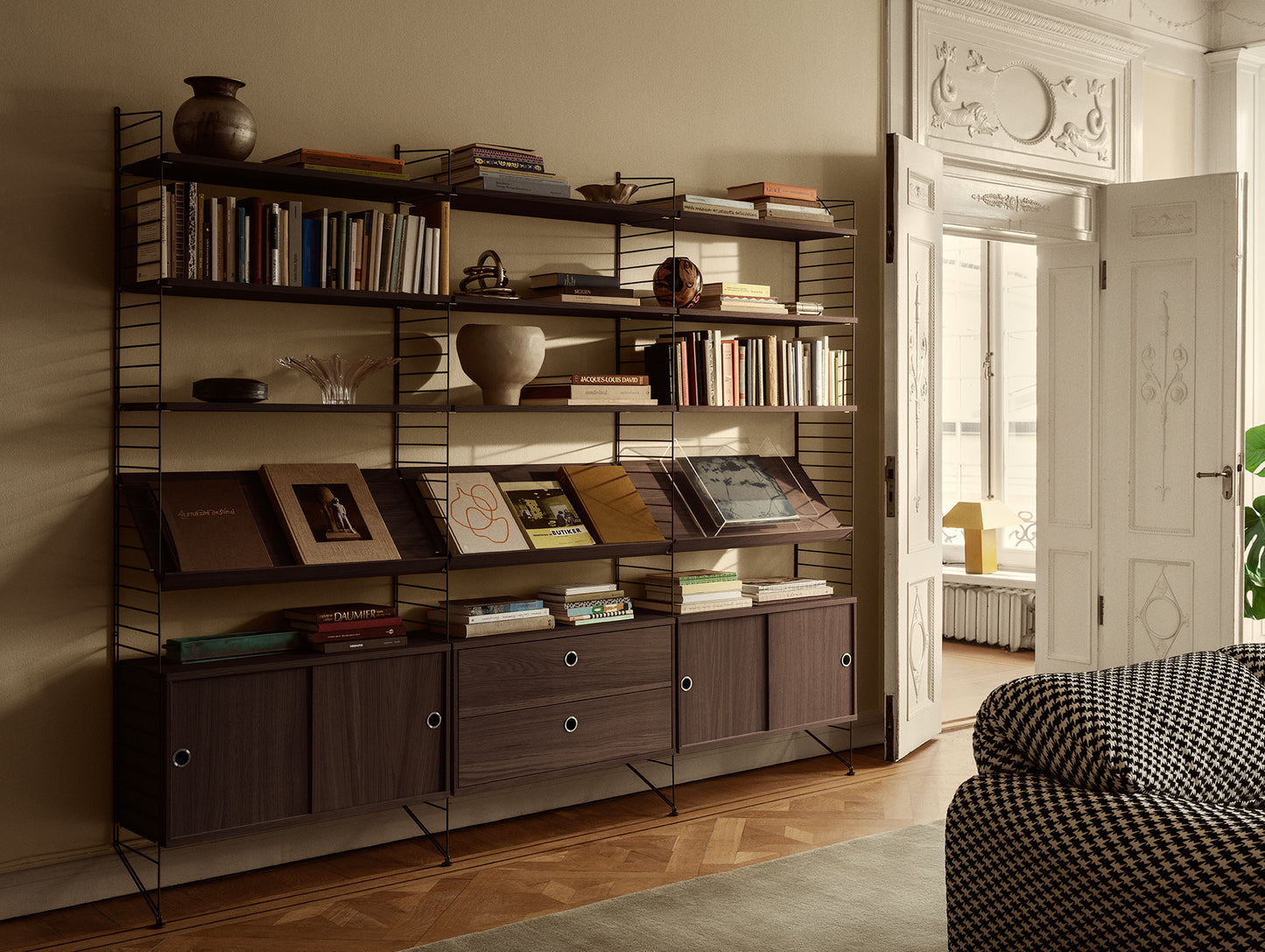 String System Cabinet with Sliding Doors by String - Dark Brown