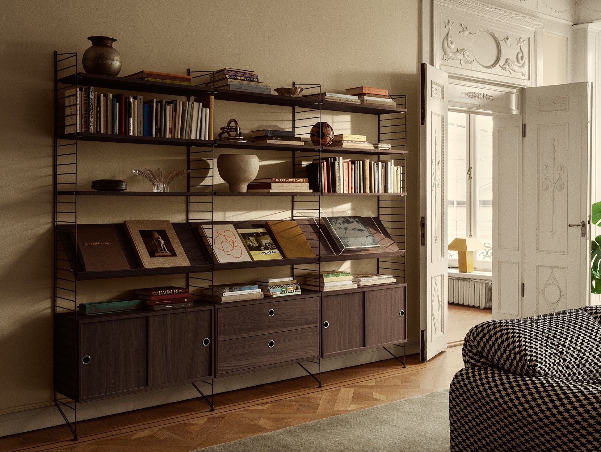 String System Cabinet with Sliding Doors by String - Dark Brown