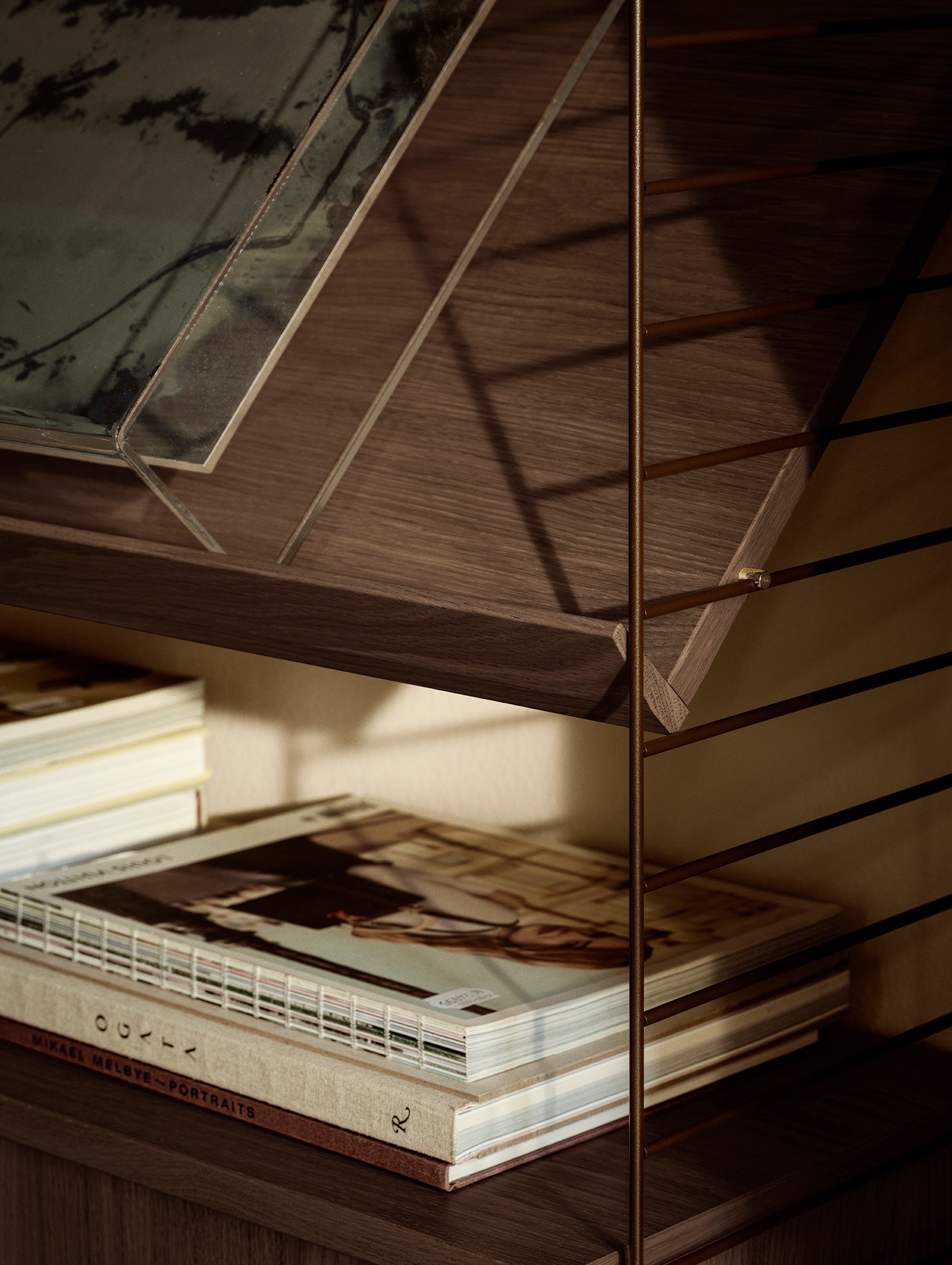 String System Magazine Shelf by String - Dark Oak