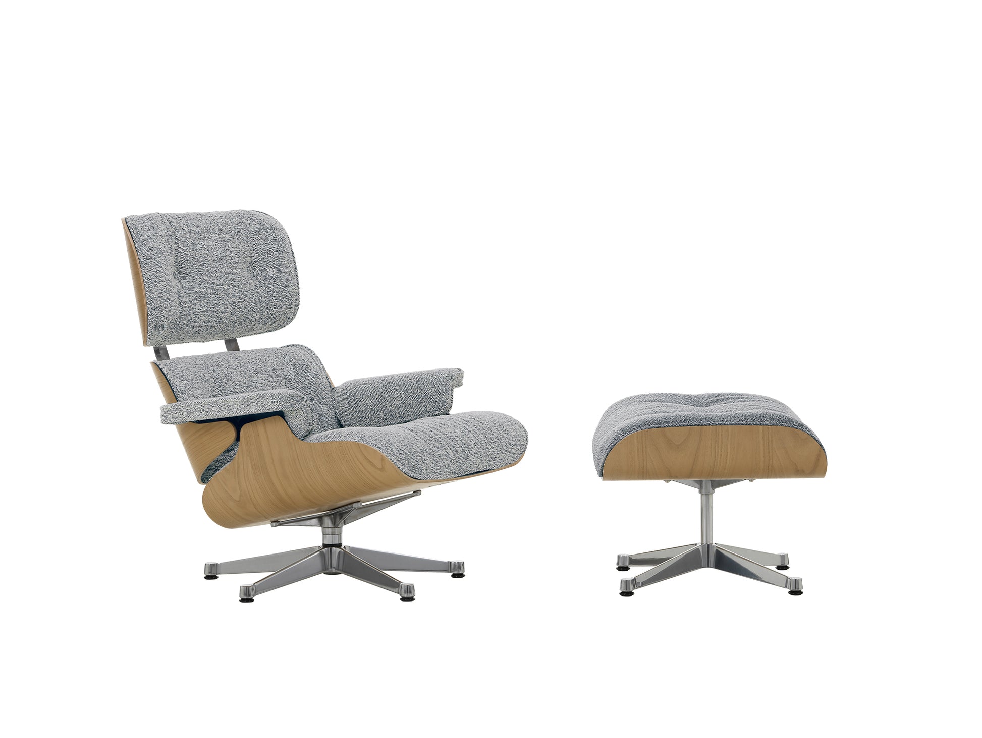 Eames Lounge Chair by Vitra - Lacquered Chestnut / Ivory Dark Blue 08 Nubia