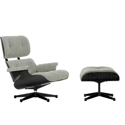 Eames Lounge Chair by Vitra - Black Lacquered Chestnut / 10 Salt’n Pepper Nubia