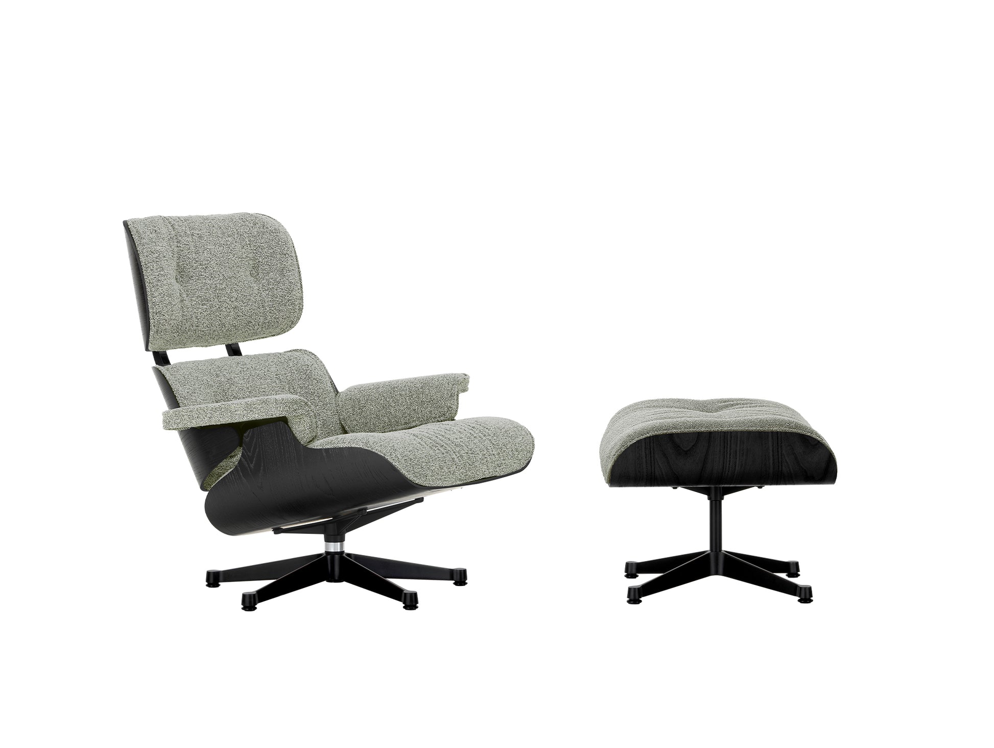 Eames Lounge Chair by Vitra - Black Lacquered Chestnut / 10 Salt’n Pepper Nubia