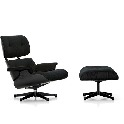 Eames Lounge Chair by Vitra - Black Lacquered Chestnut / 11 Anthracite Black Nubia