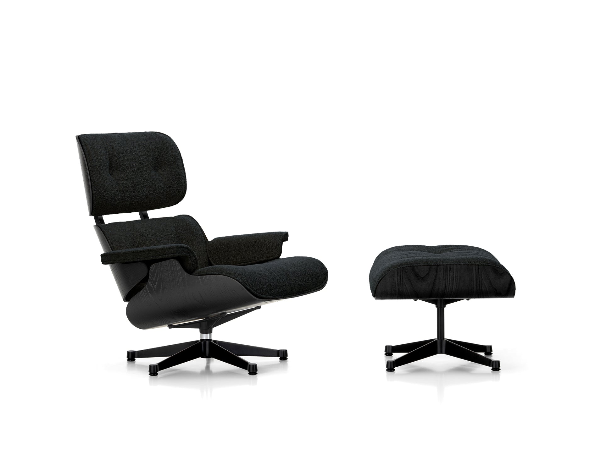 Eames Lounge Chair by Vitra - Black Lacquered Chestnut / 11 Anthracite Black Nubia