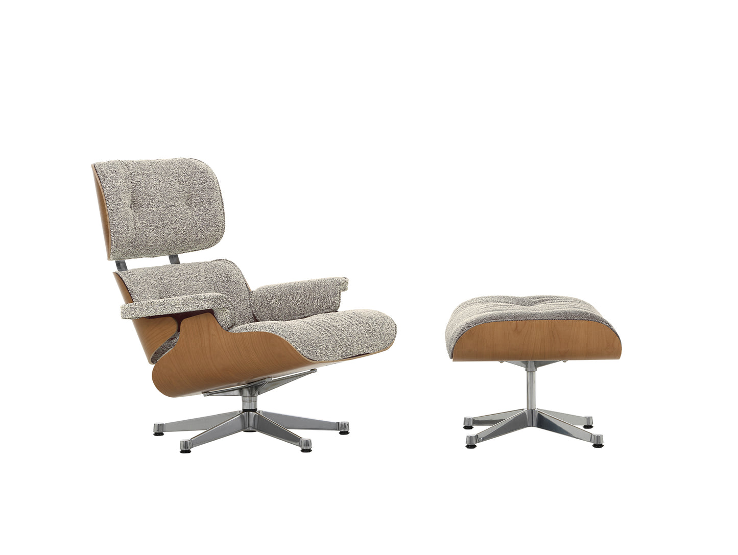 Eames Lounge Chair by Vitra - European Cherry / 05 Cream Dark Brown Nubia