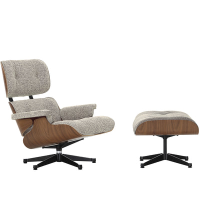 Eames Lounge Chair by Vitra - Lacquered Walnut / 05 Cream Dark Brown Nubia