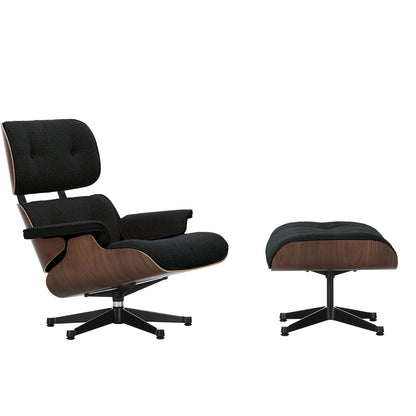 Eames Lounge Chair by Vitra - Dark Lacquered Walnut / 11 Anthracite Black Nubia