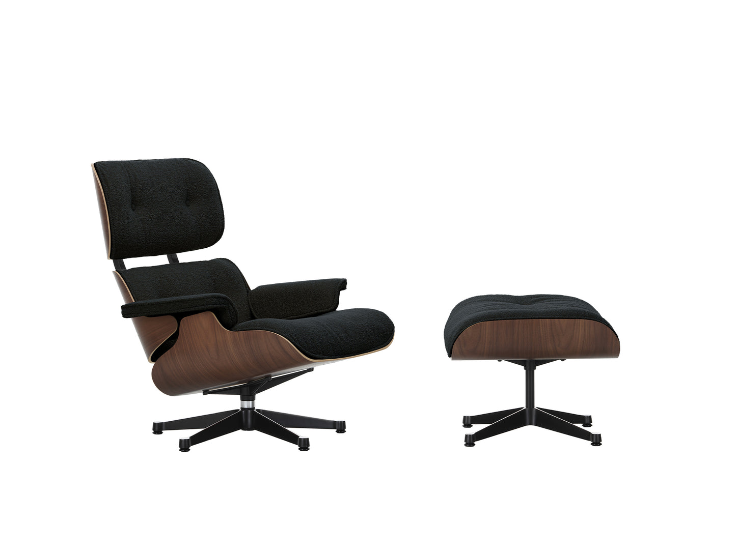 Eames Lounge Chair by Vitra - Dark Lacquered Walnut / 11 Anthracite Black Nubia