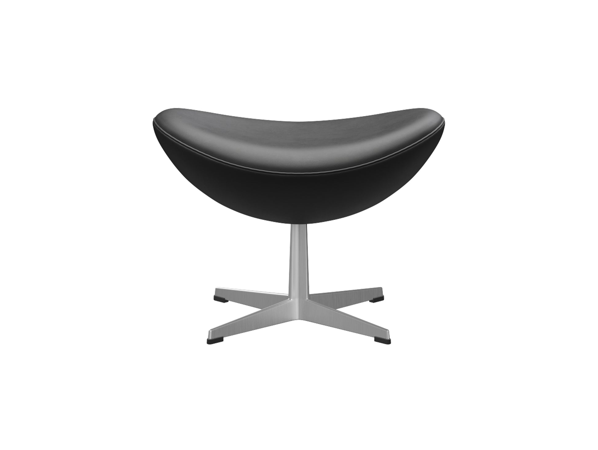 Egg Footstool by Fritz Hansen - Brushed Aluminium / Black Essential Leather