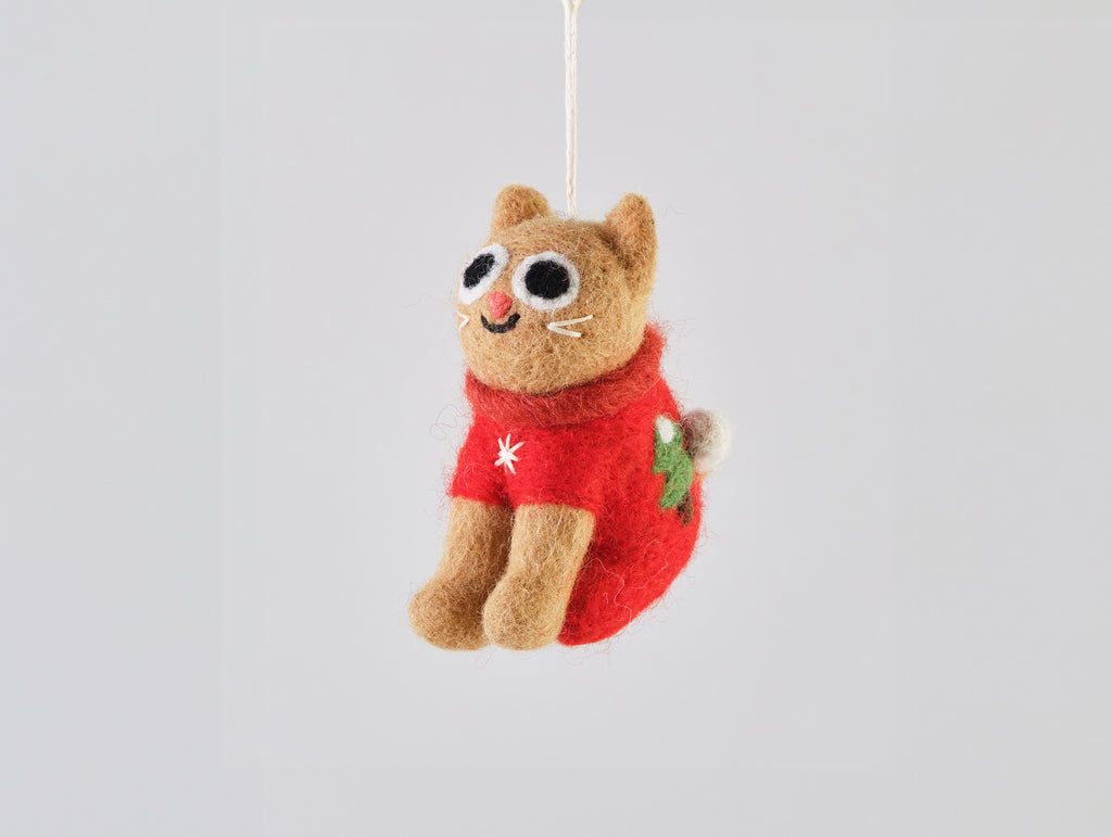 Esther Cat Felted Hanging Decorations by Wrap Stationery