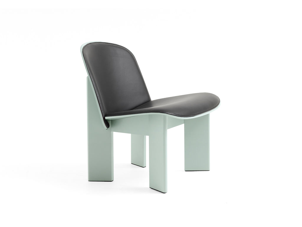 Chisel Lounge Chair (Front Upholstery) by HAY - Eucalyptus Lacquered Beech / Black Sense Leather