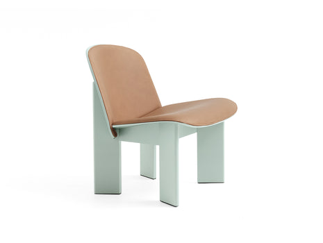 Chisel Lounge Chair (Front Upholstery) by HAY - Eucalyptus Lacquered Beech / Nougat Sense Leather