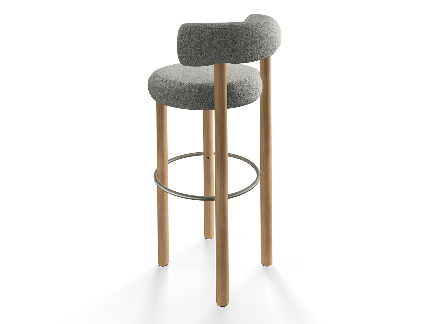 Fat Bar Stool by Tom Dixon - Lacquered Oak / Tom Dixon Boucle 01
