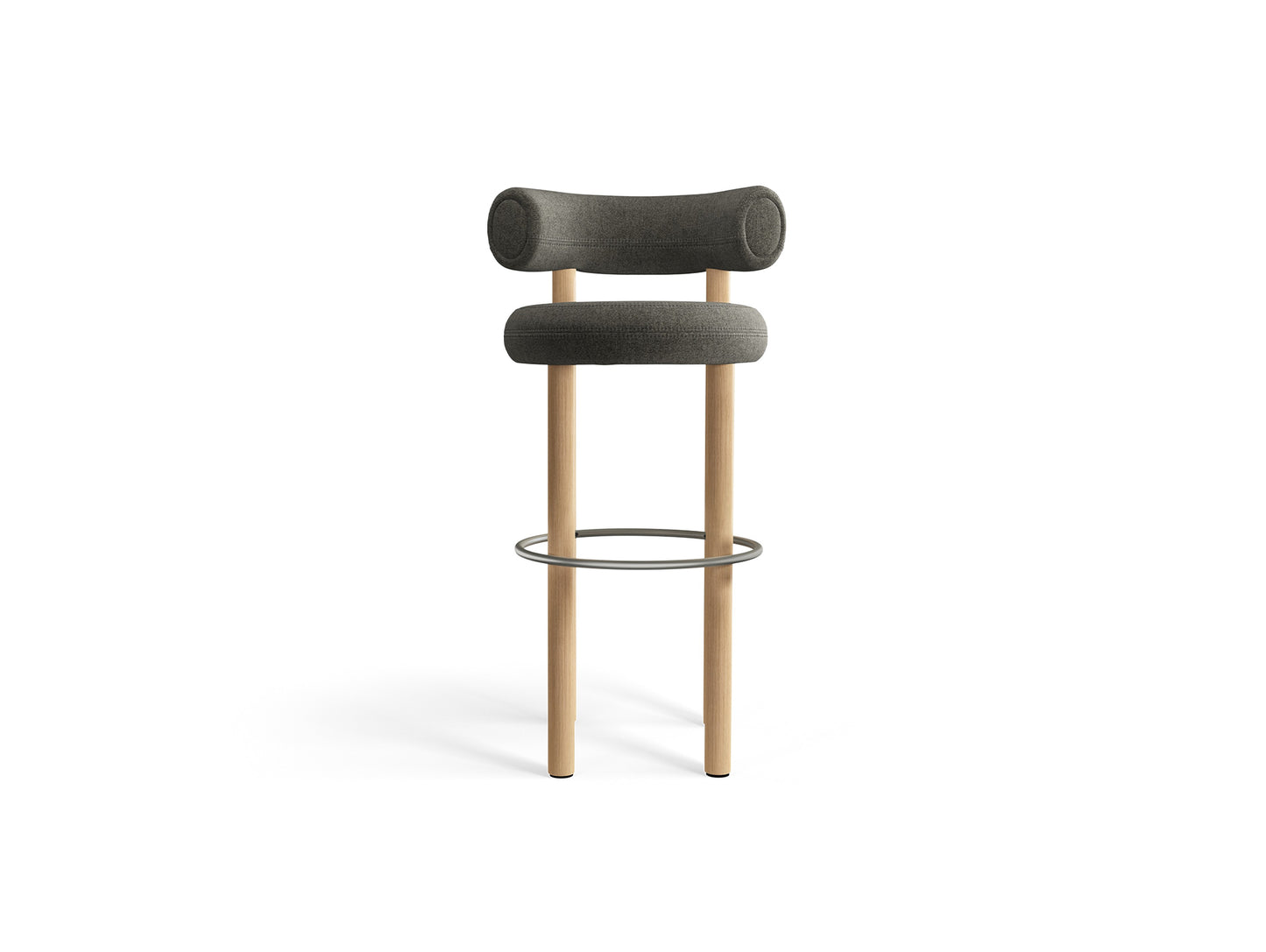 Fat Bar Stool by Tom Dixon - Lacquered Oak / Melange Nap 0111
