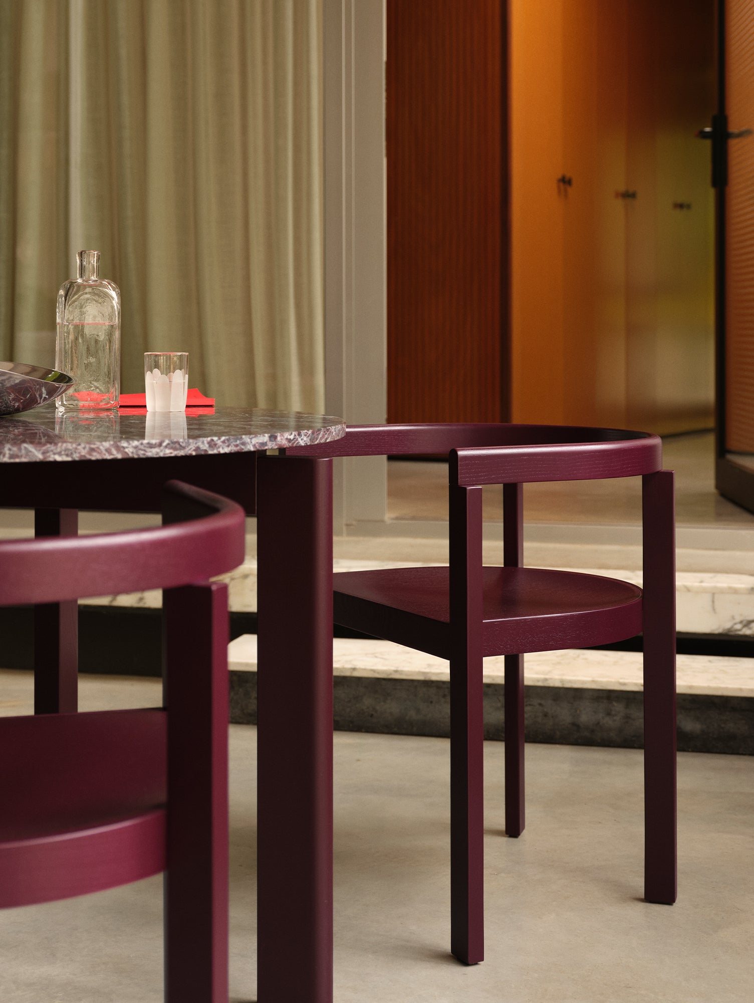 After Chair by Fritz Hansen - Burgundy Coloured Ash