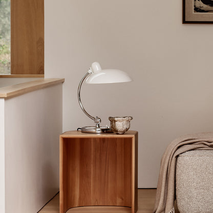 Kaiser Idell Luxus Table Lamp by Fritz Hansen - High Gloss White Shade with Chrome Base