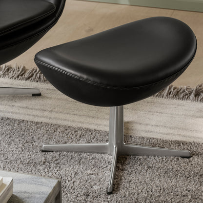 Egg Footstool by Fritz Hansen - Black Grace Leather