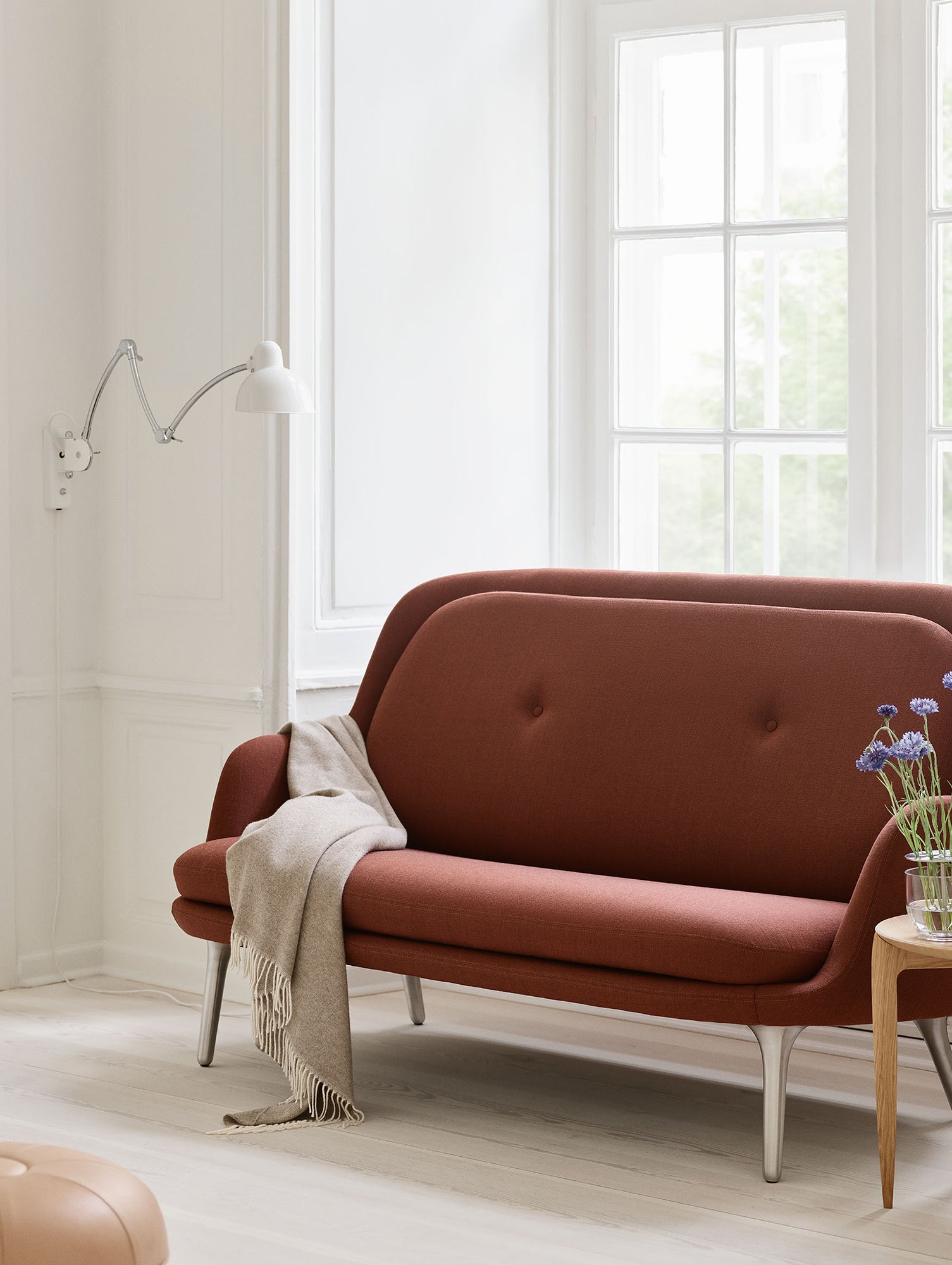 Fri 2-Seater Sofa by Fritz Hansen - JH140/  Christianshavn Dark Orange 1134