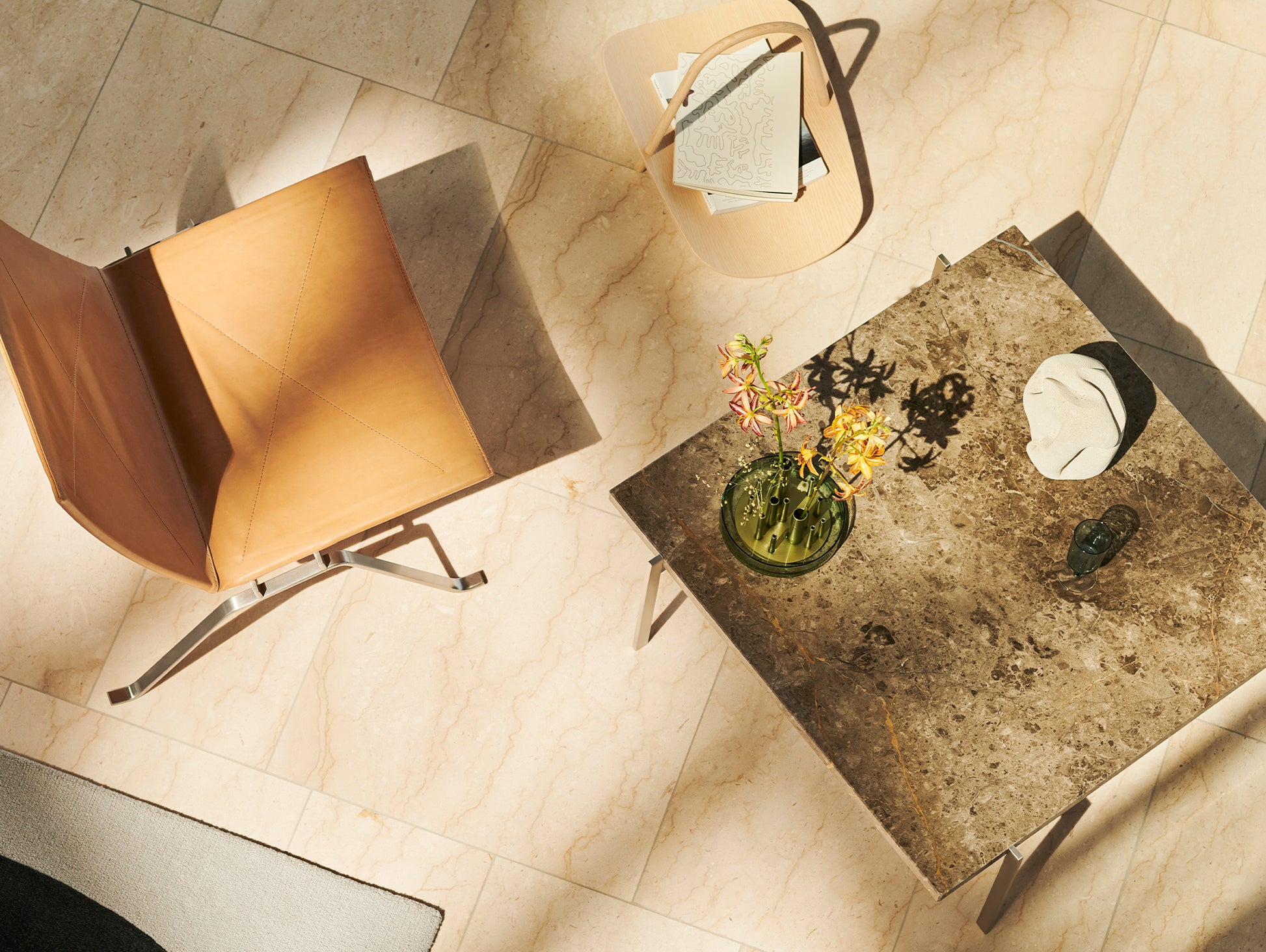 PK61 Coffee Table by Fritz Hansen  - Grey Brown Marble Honed