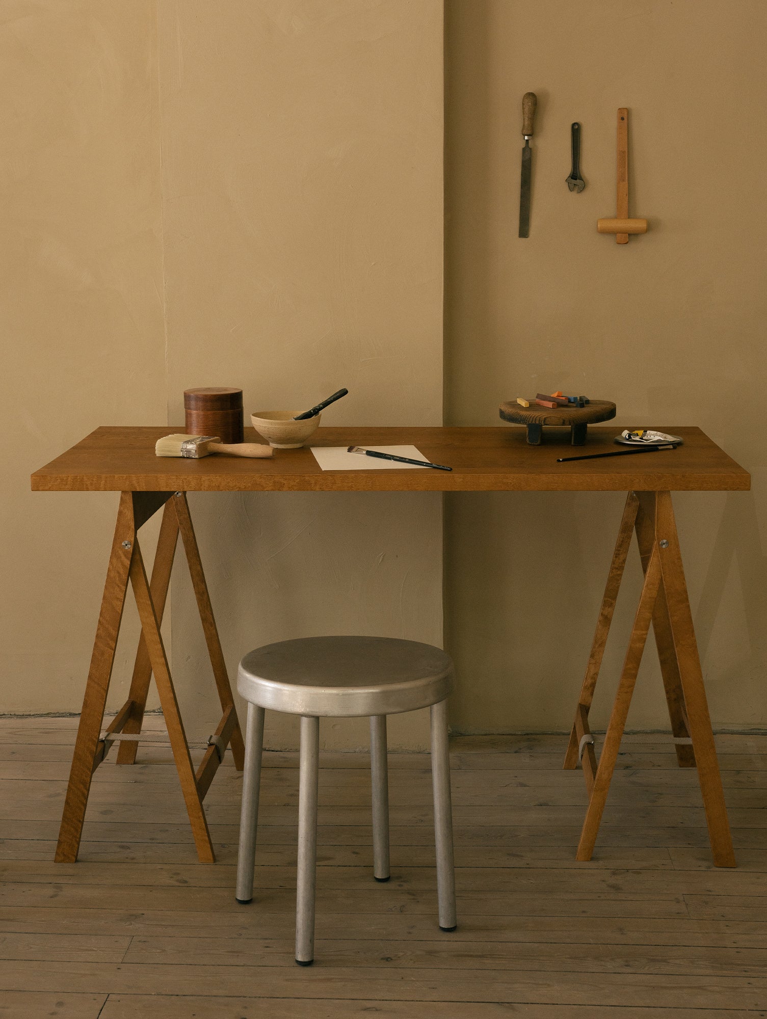 Folding Flat Trestle Table by Frama