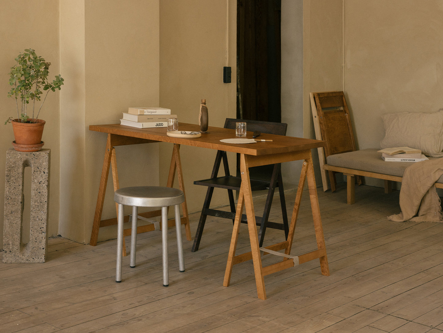 Folding Flat Trestle Table by Frama